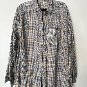 Free People plaid button down top